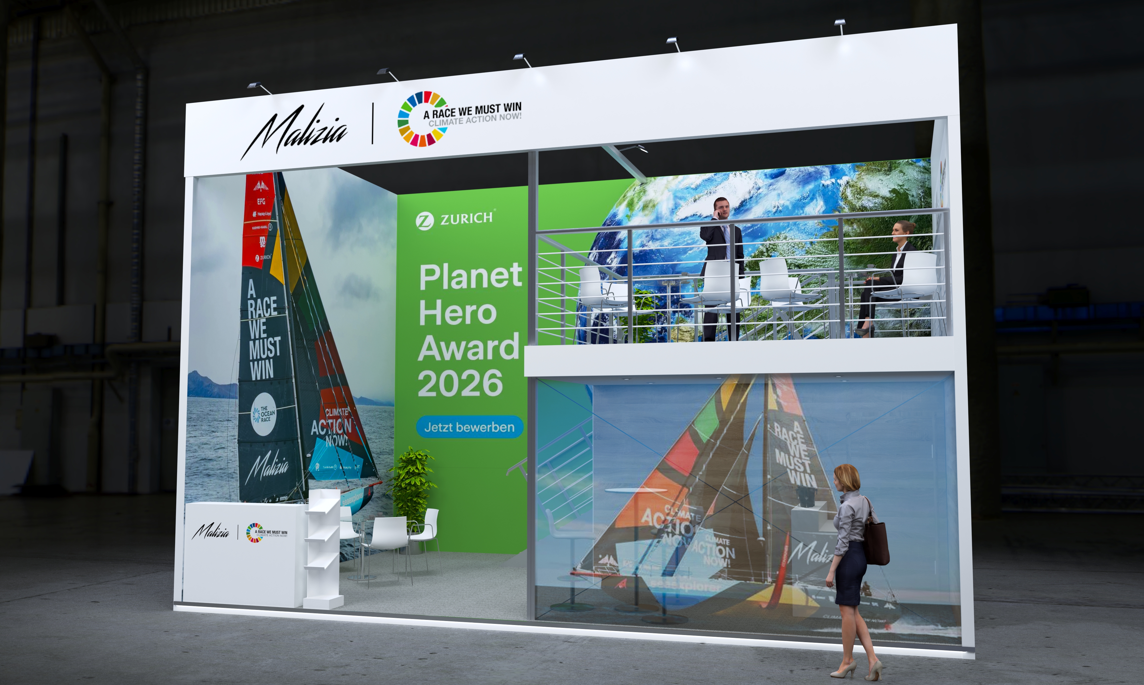 Frontansicht des Messestands